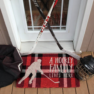 Plaid Hockey Family Doormat