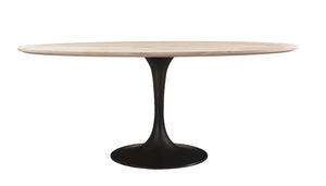 Aspen Oval Dining Table with Metal Base - White Wash Top